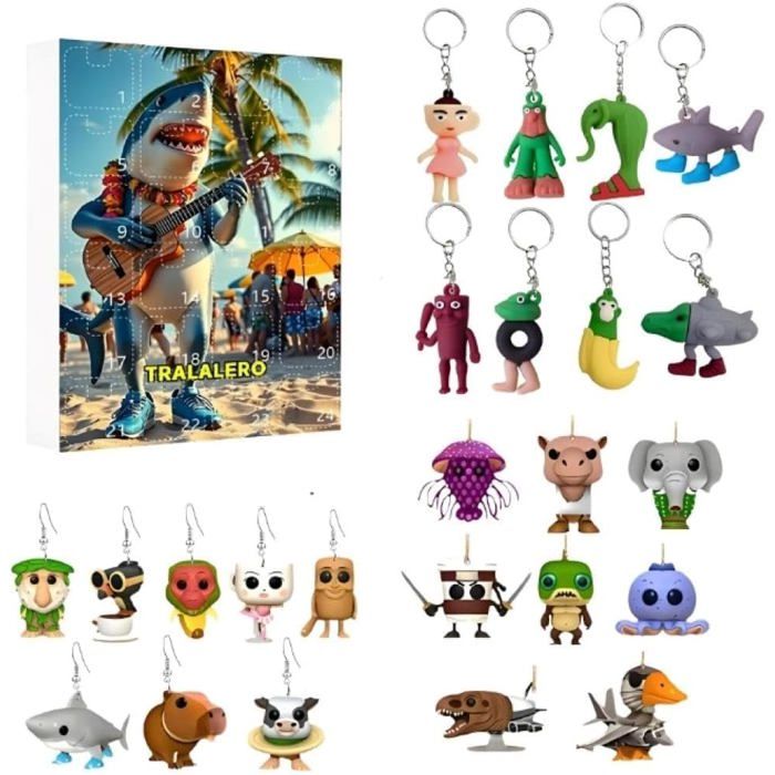Lot De 8 Figurines Italiennes Brainrot 3D – Tung Sahur, Tralero Tralala, Rouge Cerveau – Collection Fun Enfants & Adultes