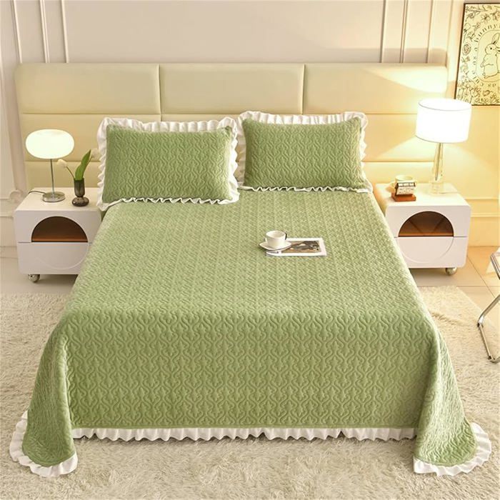 Couvre Lit Couleur Unie Velours King SizeDessus Lit Réversible PatchworkDouceur Couvre Lit Matelassépour 90x200cm#V JETEE DE LIT