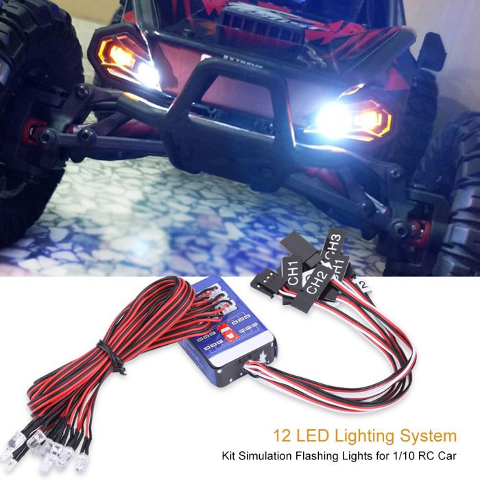 Kit éclairage LED RC AYNEFY – 12 Lumières Clignotantes, Pour Voiture/camion 1/10 1/8, Compatible GT2/GT3B