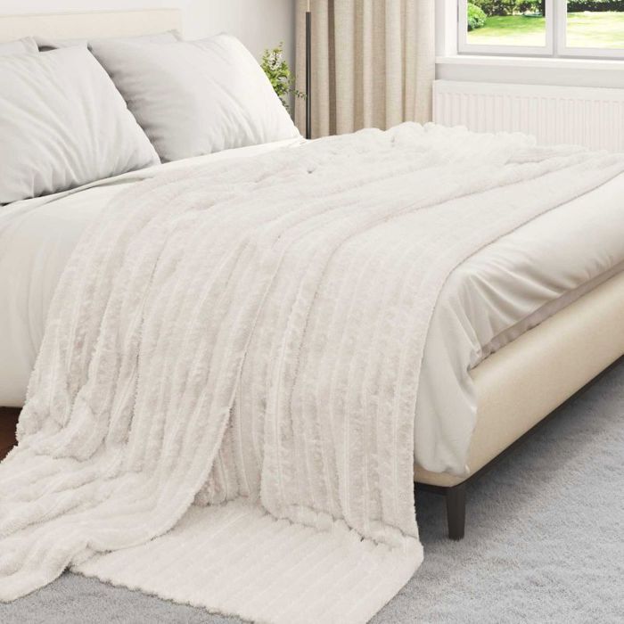 Couverture polaire crème VIDAXL 240 x 220 cm — Plaid doux et léger