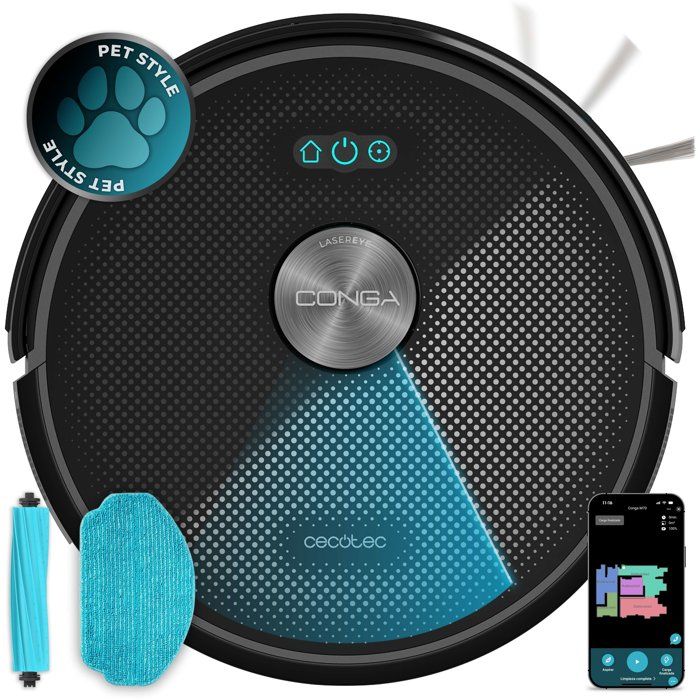 Aspirateur robot laveur - CECOTEC - Conga M70 - 20 000 Pa - 160 m² - 400 ml - Noir - Cecotec