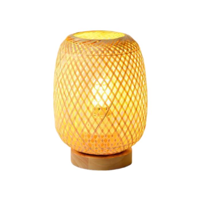 1 x Lampe De Chevet Bambou Tissage Lanterne Lampe De Table Style Rural Pour Salon Chambre Lumineuse Éclairage Style B - SMOTOP