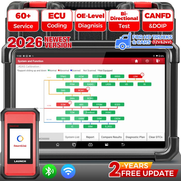 Valise diagnostic auto - LAUNCH - X431 PRO3S+ Smartlink HD - Bidirectionnel - 12V & 24V - Écran 101 Android 9.0