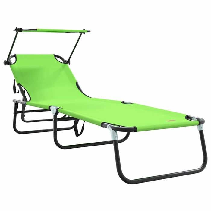 Chaise longue/Fauteuil long - CLARENCE® - Bain de Soleil simple - 1 PLACE - pliante Vert 190 x 57 x 81cm oxford 78279