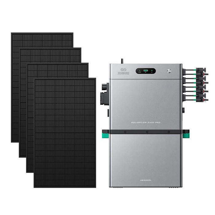 Zendure SolarFlow 2400 Pro - Batterie Solaire 2400W 24-168kWh avec AB3000L (2.88 kWh) avec 450Wx4 Panneau Bifacial