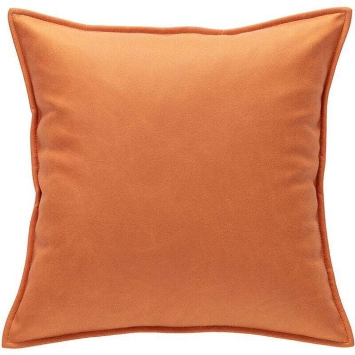 Housse de coussin décorative - PZCC - Super doux - 50x50 cm - 2 pièces - Orange - Fermeture à glissière invisible