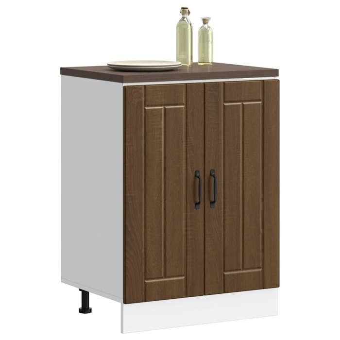 Armoire de base de lavabo(1 PC) - meuble sous évier - Lucca chêne marron bois dingénierie 60x46x81.5 cm L2289