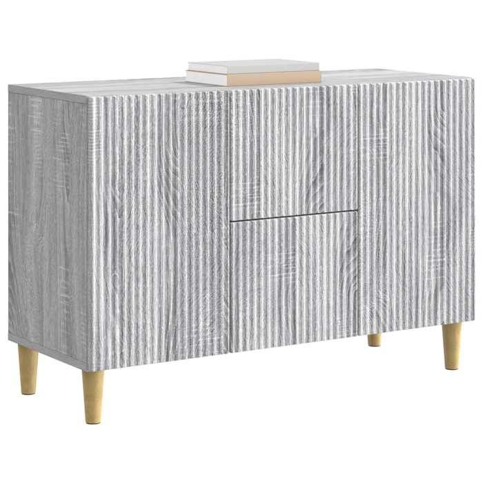 Buffet bas séjour{1 pièce}meuble de rangementdesign épuré Sonoma gris 89 x 345 x 60 cm Bois dingénierie utf82n84