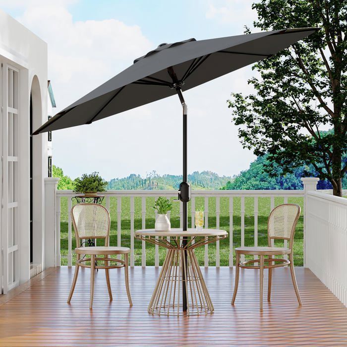 Parasol de jardin 27m inclinable avec manivelle –Toile polyester UPF 50+ imperméable– Terrasse jardin balcon plage piscine