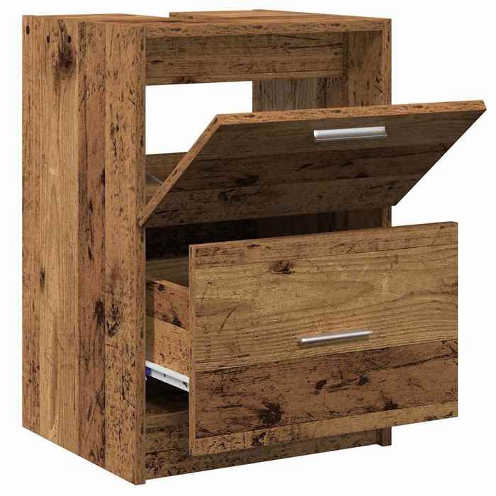 Meuble sous lavabo Bois Vieilli 40x37x59 cm MDF_2 ans garantie_50554