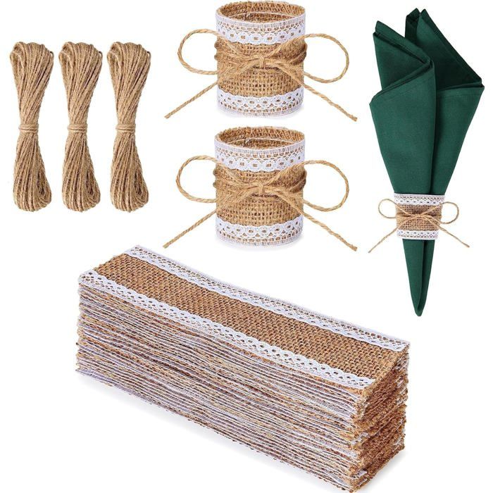 100 Pièce Ronds De Serviette En Toile De Jute Ronds De Serviette De Table Anneau Serviette De Table Décoration De Table Pour Maria