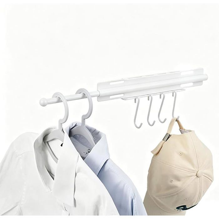 Tringle à Vêtements Extensible pour Armoire Barre de Penderie Escamotable Montage Mural Tringle Dressing Coulissa BARRE DE PENDERIE