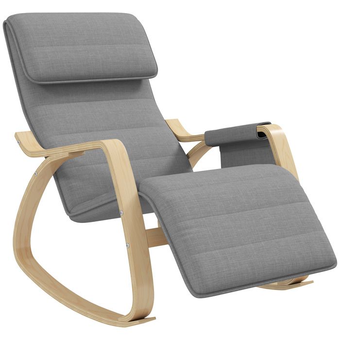 Fauteuil relax à bascule fauteuil allaitement avec repose-pieds réglable poche latérale et appui-tête gris