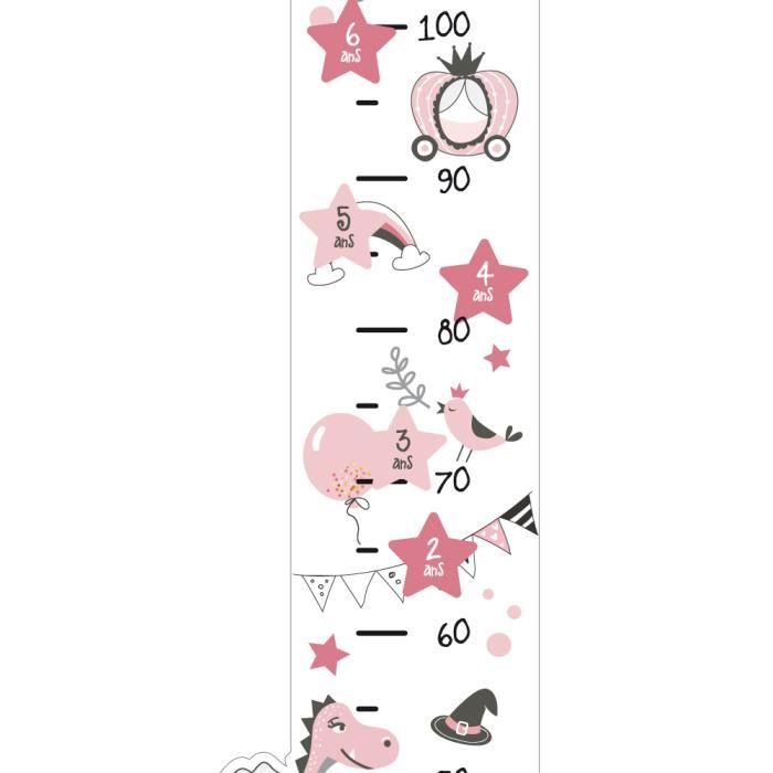 Adzif Biz Sticker Toise Murale Enfant Princesse Mesure Croissance Enfant Adhesif Brillant Et Permanent Cdiscount Maison
