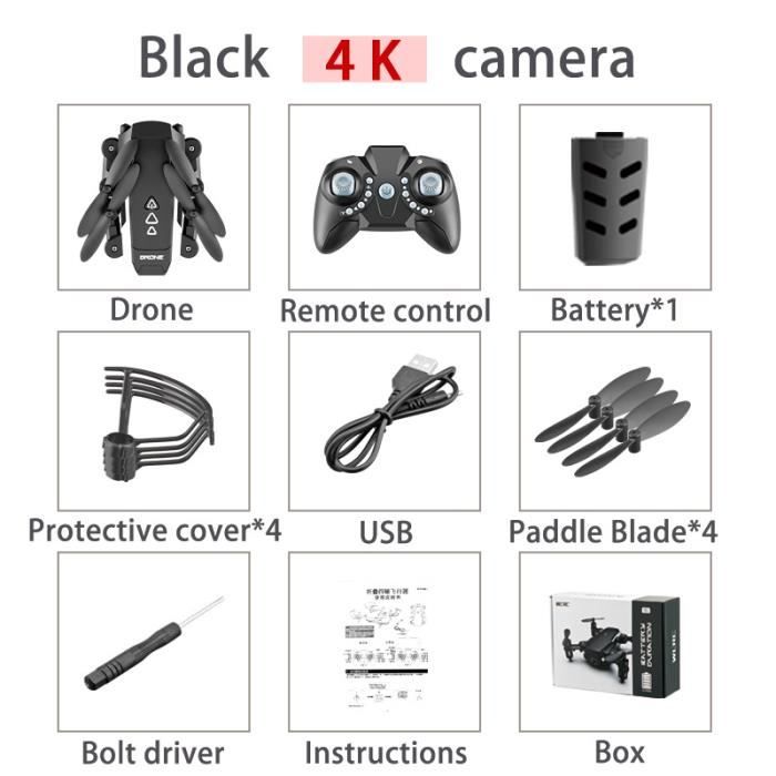 Drone Avec Caméra 4K, Fpv Pliable Véhicule À Quatre Axes