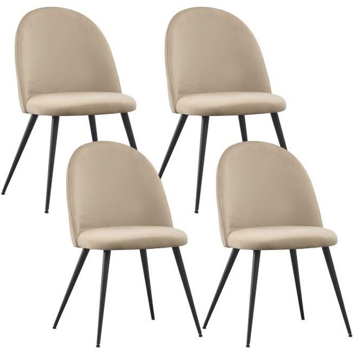 chaises de salle à manger albatros capo - design vintage élégant - revêtement en velours beige