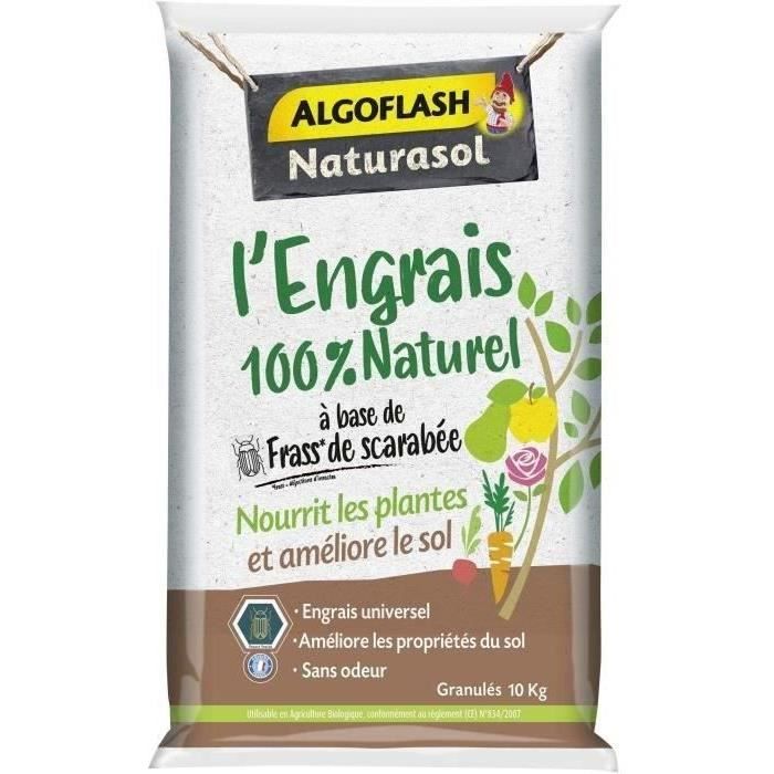 ALGOFLASH NATURASOL Engrais 100% Naturel Complet à base de Fass de Scarabée - 10 kg