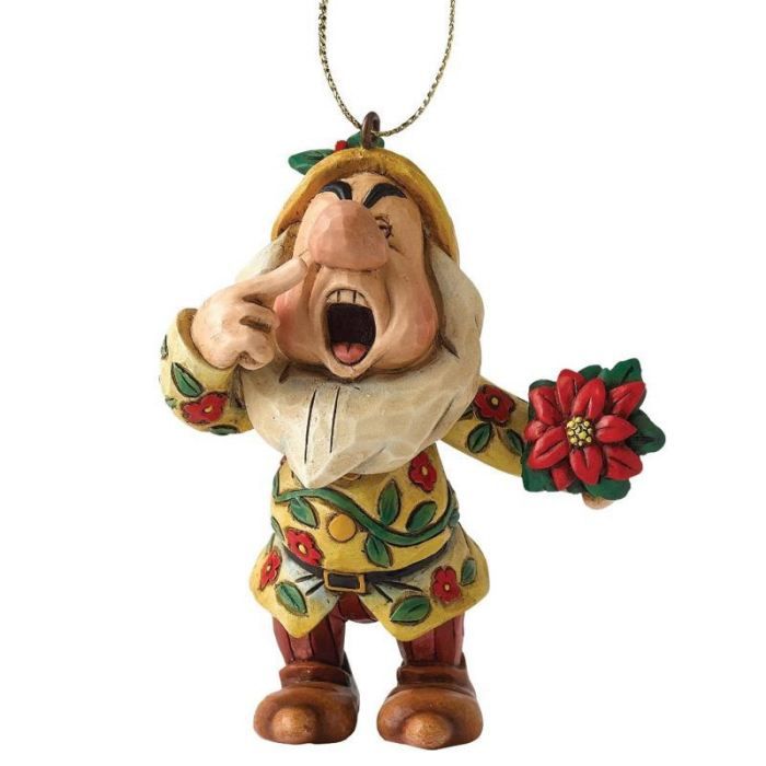 Figurine Atchoum à suspendre - Disney Tradition by Jim Shore - Atchoum - Effet bois - Noël