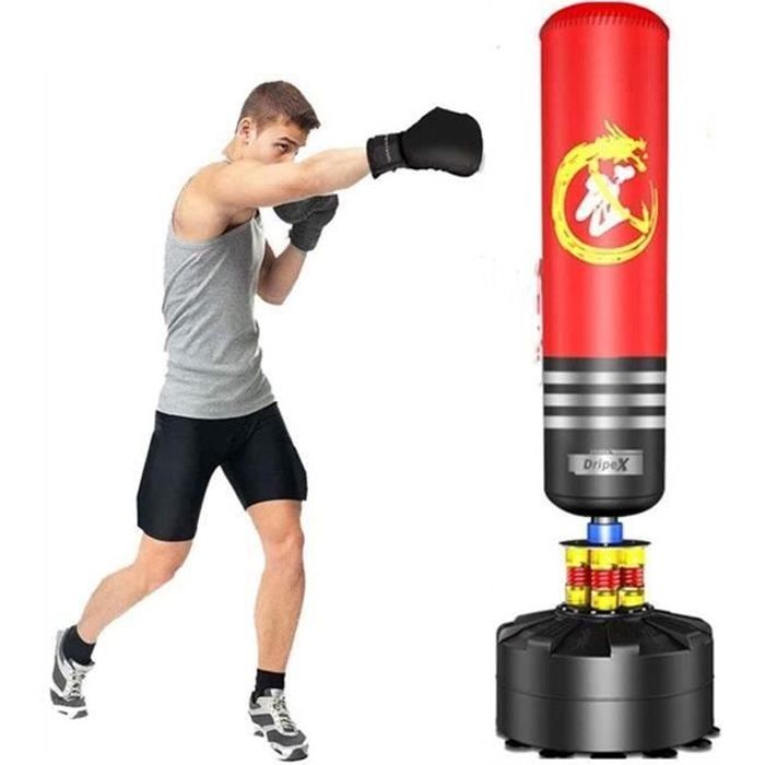 Dripex sac de frappe 175cm sac de boxe adulte sur pied punching ball  autoportant noir - Cdiscount Sport