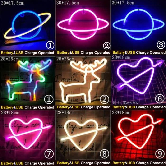 Panneau Néon Led En Forme De Cœur, Cadeau Pour La Fête Des Mères, La Saint-Valentin, Noël, Lampe