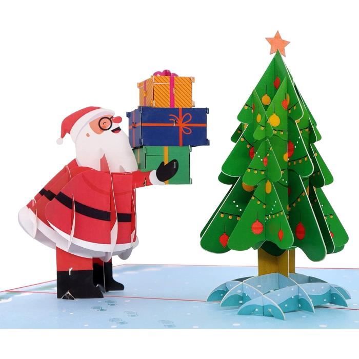 Carte De Noël PopUp Père Noël Avec Cadeaux Et Sapin De Noël Carte De