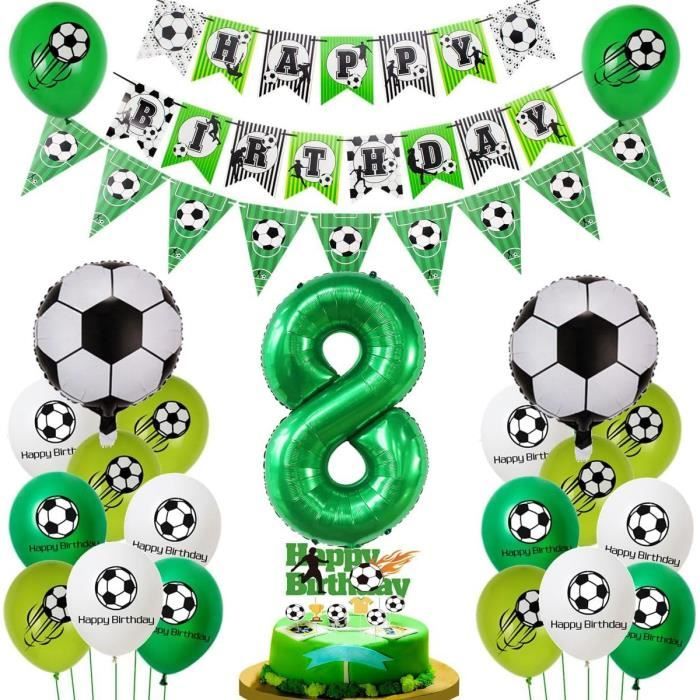 Décoration Anniversaire 9 Ans Thème Football - Kit 27 Pièces (Ballons Aluminium, Latex, Bannière) - Vert Et Noir - 4