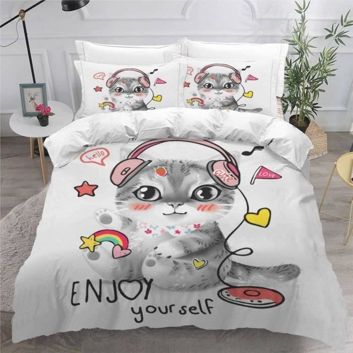 Housse De Couette Venom Chat - Parure De Lit 3 Pièces King (220x240cm), Imprimé 3D, Coton Tencel