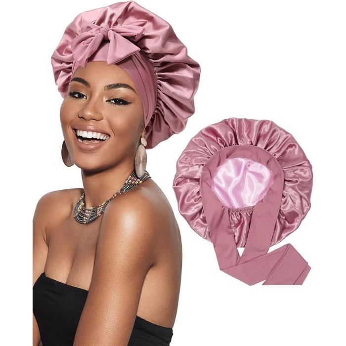 Bonnet de Douche Femme - Bonnet Satin - Double Couche - Protection Cheveux - Confort Nuit