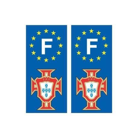 F FPF doré Portugal foot autocollant plaque - Angles : droits