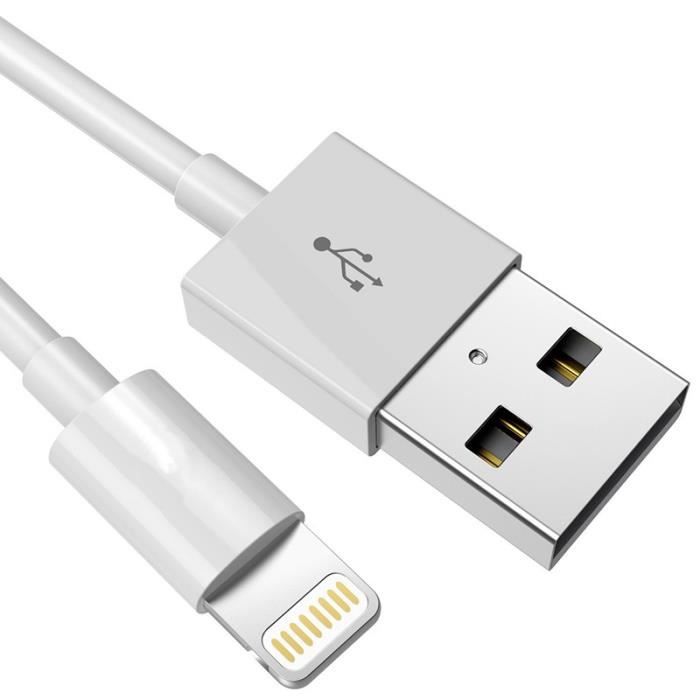 Chargeur Cable USB lightning original iphone X XS XR 8 8 PLUS 7 6 5 -  Cdiscount Téléphonie