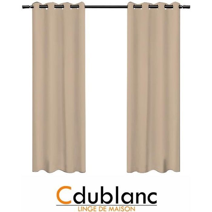 Lot De 2 Rideaux Occultants Unis Blancs - 140x260 Cm, Polyester Double Couche, Neufs