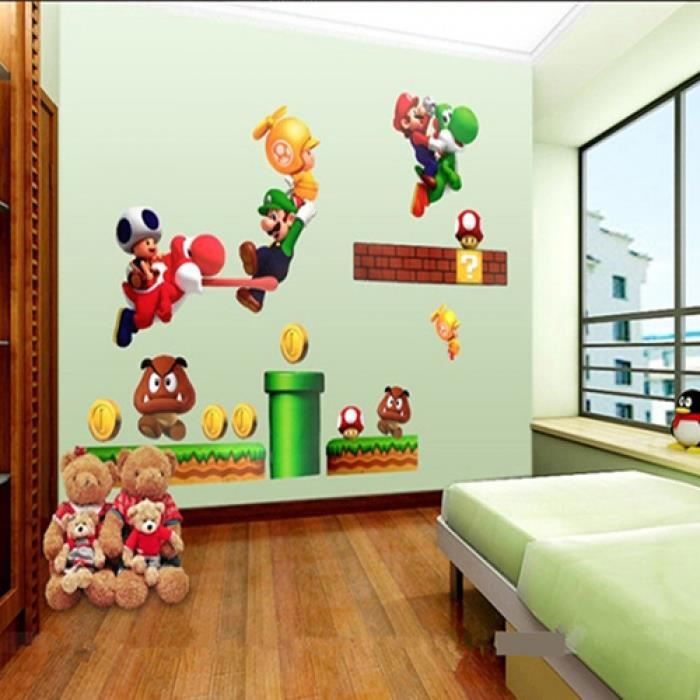 Dessins Animes Pvc Stickers Muraux Super Mario Bros Amovible Wall