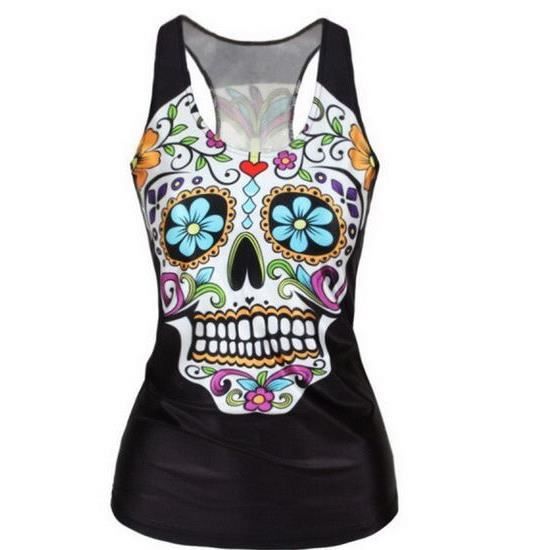 Debardeur Femme Tete De Mort Mexicaine Fun A La Mode Achat