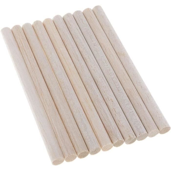 Lot De 5 Baguettes En Bois De Balsa – Diam. 6mm, Long. 250mm, Surface Lisse, Pour Modélisme Et Bricolage