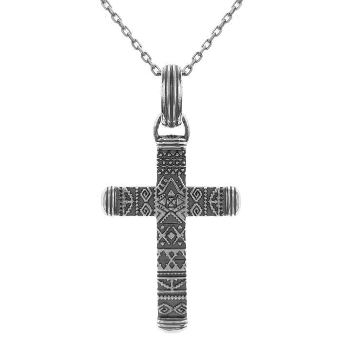 Lot pendentif Croix motifs en Argent 925-000 Chaîne 42 cm en