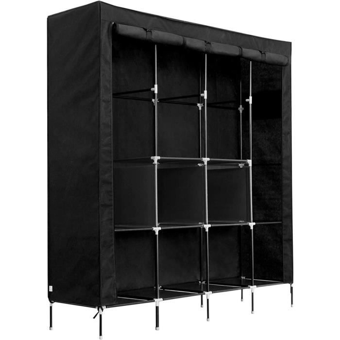 Armoire en Tissu Armoire Penderie en Tissu Armoire Pliante pour Vetement Adulte Intissé 4 Barres