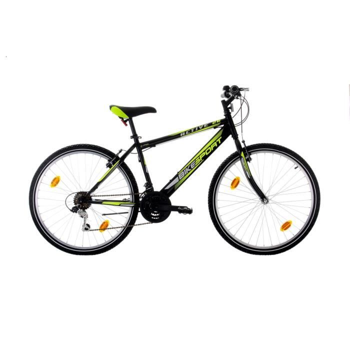 VTT - BIKESPORT - ACTIVE 26 - Cadre en acier 26 pouces - 18 vitesses - Freins V-brakes