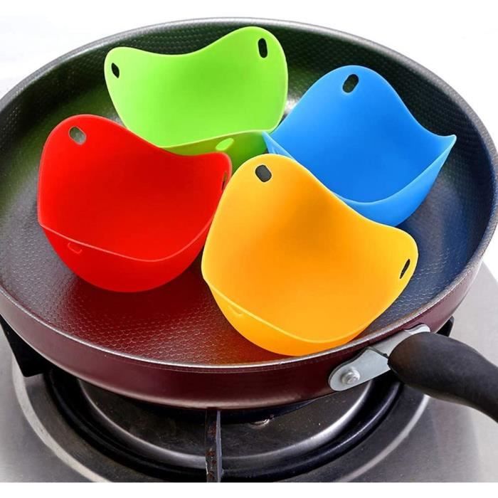 Pocheuses à Œufs en Silicone,4 Pcs Pocheuses à Oeufs en Silicone,Cuiseur  vapeur œufs pochés,(vert, bleu, rouge, orange) - Cdiscount Maison