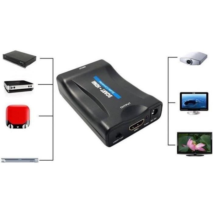 SCART Péritel vers HDMI Convertisseur HD TV Vidéo Audio Adaptateur +USB Câble