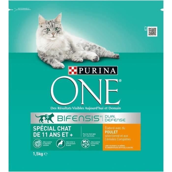 Purina One Croquettes Au Poulet Et Aux Cereales Completes Pour Chat De 11 Ans Et Plus 1 5 Kg Cdiscount Animalerie