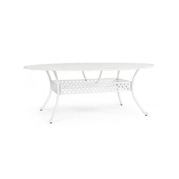 table salon de jardin aluminium ovale blanc ivrea 148x201 cm - ivrea - blanc