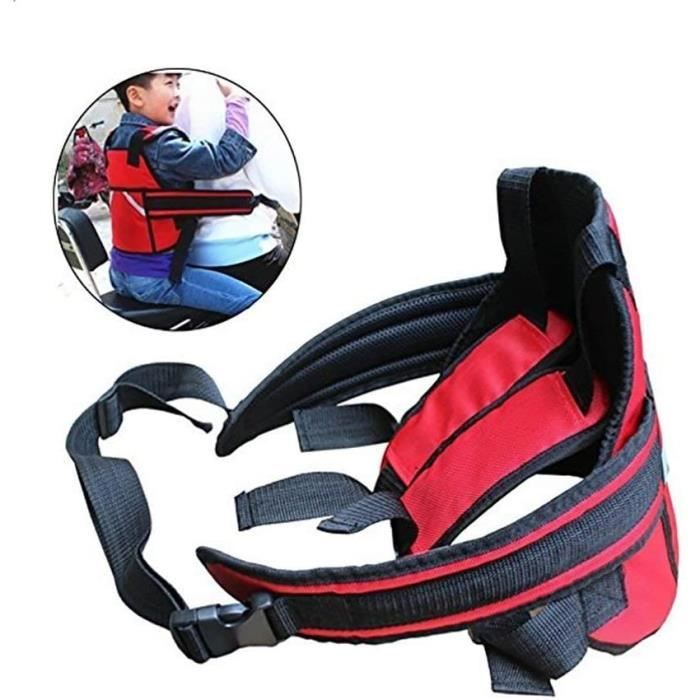 Enfants Ceintures de sécurité Ceinture de sécurité Moto Harnais de Style bébé résistance aux Chutes(Rouge)