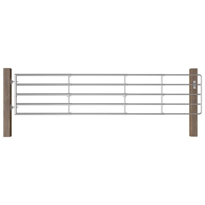 VidaXL Portillon à 5 barres Acier (150-400)x90 cm Argenté