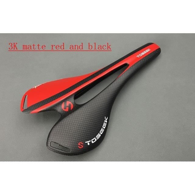 noir rouge selle de vélo en Fiber de carbone mat 3k, 6 couleurs, rouge, pour route et vtt, pièces de bicyclet