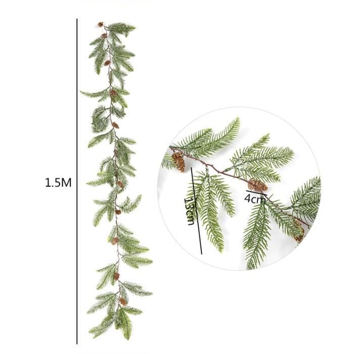 Guirlande De Noël Verte 15.5 Mètres - Décoration Sapin Artificielle Largeur 9 Cm - Guirlande Douce Pour Cheminée Et Escalier - 11