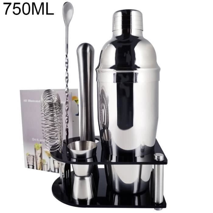 Point-Virgule Set Cocktail Complet – Cobbler Shaker, Mesureur, Pilon, Cuillère & Passoire – Idéal Pour Cocktails Maison
