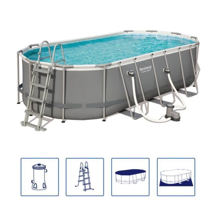 bestway ensemble de piscine power steel ovale 549x274x122 cm 56710 cdiscount jardin