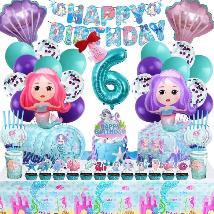 101 Pcs Deco Anniversaire Sirene,Anniversaire Sirène 6 Ans,Kit