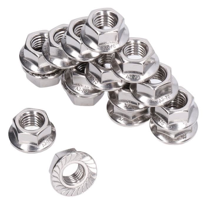 Écrous à Bride Dentelés 1/4-28 - Lot De 600, Zingués, Acier, Hex Externe
