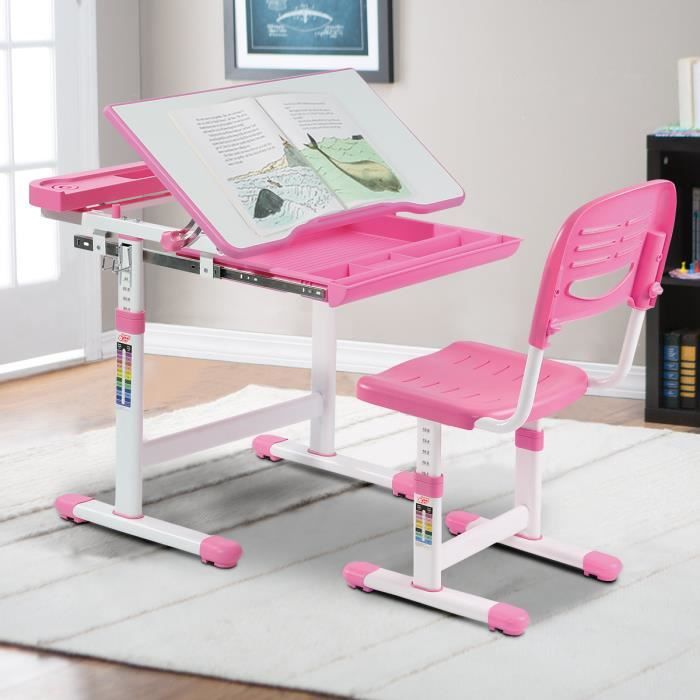 COSTWAY Ensemble bureau et Chaise pour Enfant Etudiant Ensemble Table